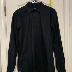 Mens Pierre Cardin Black Size Medium 34/35 Slim Fit Long Sleeve Shirt