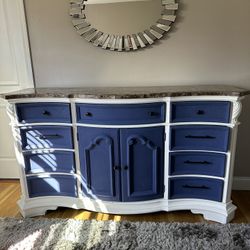 Custom Painted Dresser White Blue