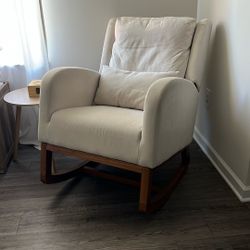 Wood And Beige Rocker 