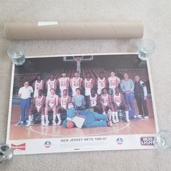 Autograph Tony Brown (Former Hogs And NJ Nets) Team Poster