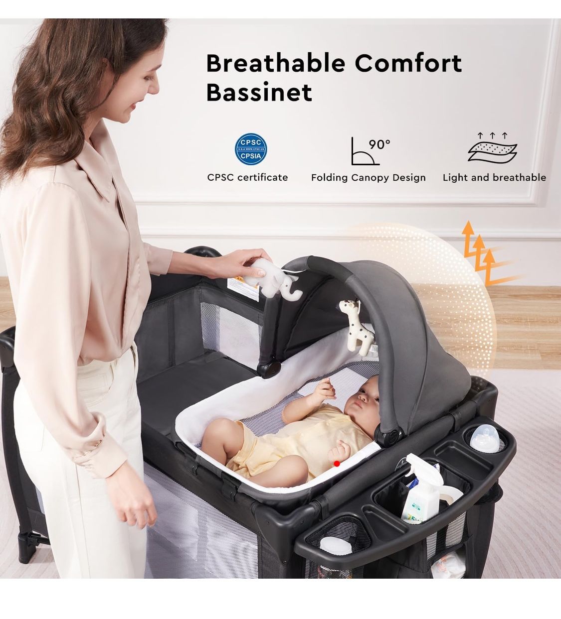 in Pack and Play with Bassinet, Diaper Changing Table for