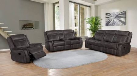 New Reclining Couch / Love Seat.  Charcoal Microfiber.  Pocket Coil / Memory Foam.  Free Delivery!