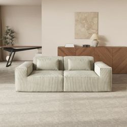 86.62" Modern Modular Sectional Sofa,Corduroy Couch with Pillows,Comfy Sofa with Deep Seats for Living Room,Apartment(Loveseat Sofa,Beige)