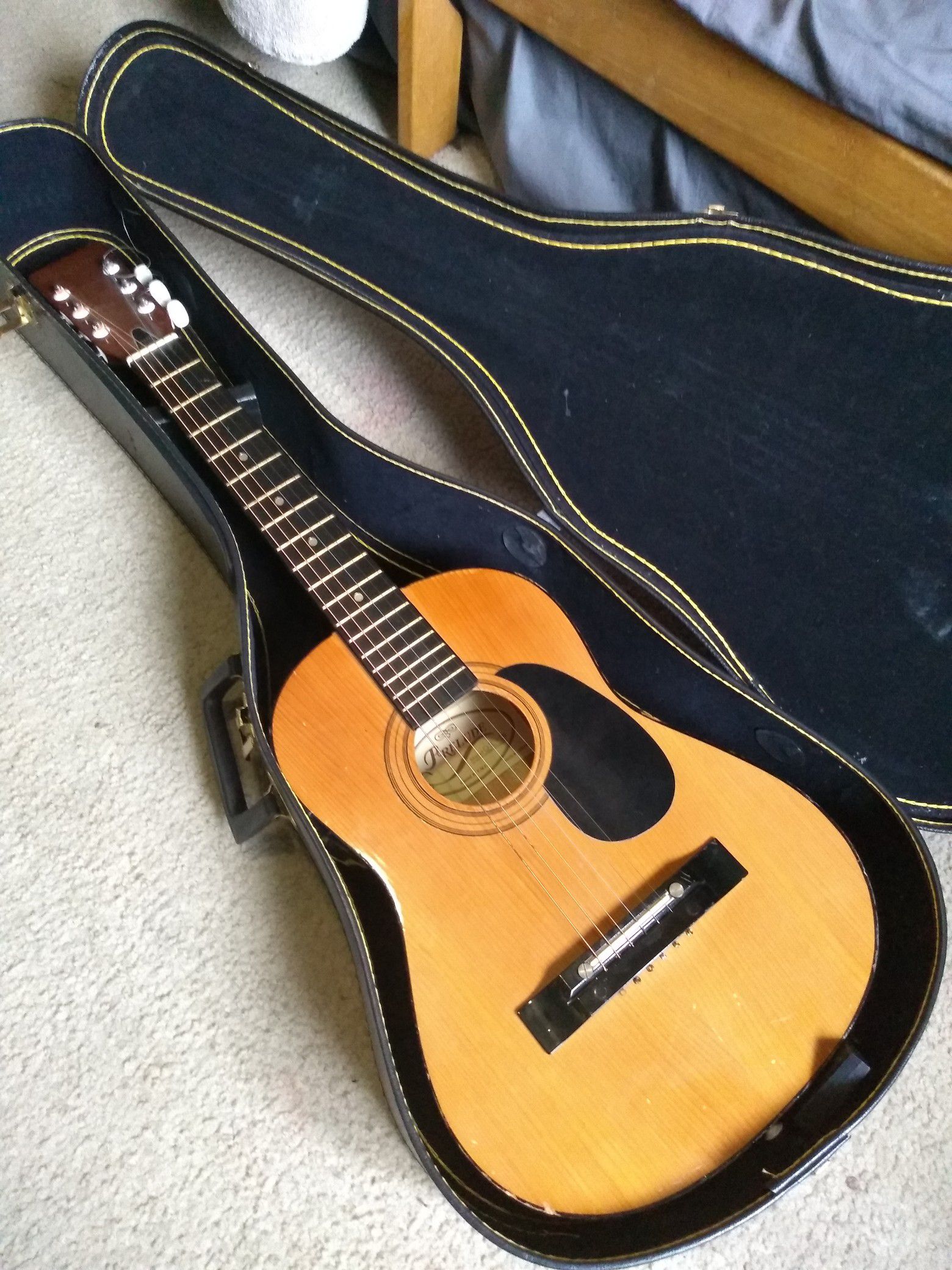 Beginner small guitar w/case and extra strings