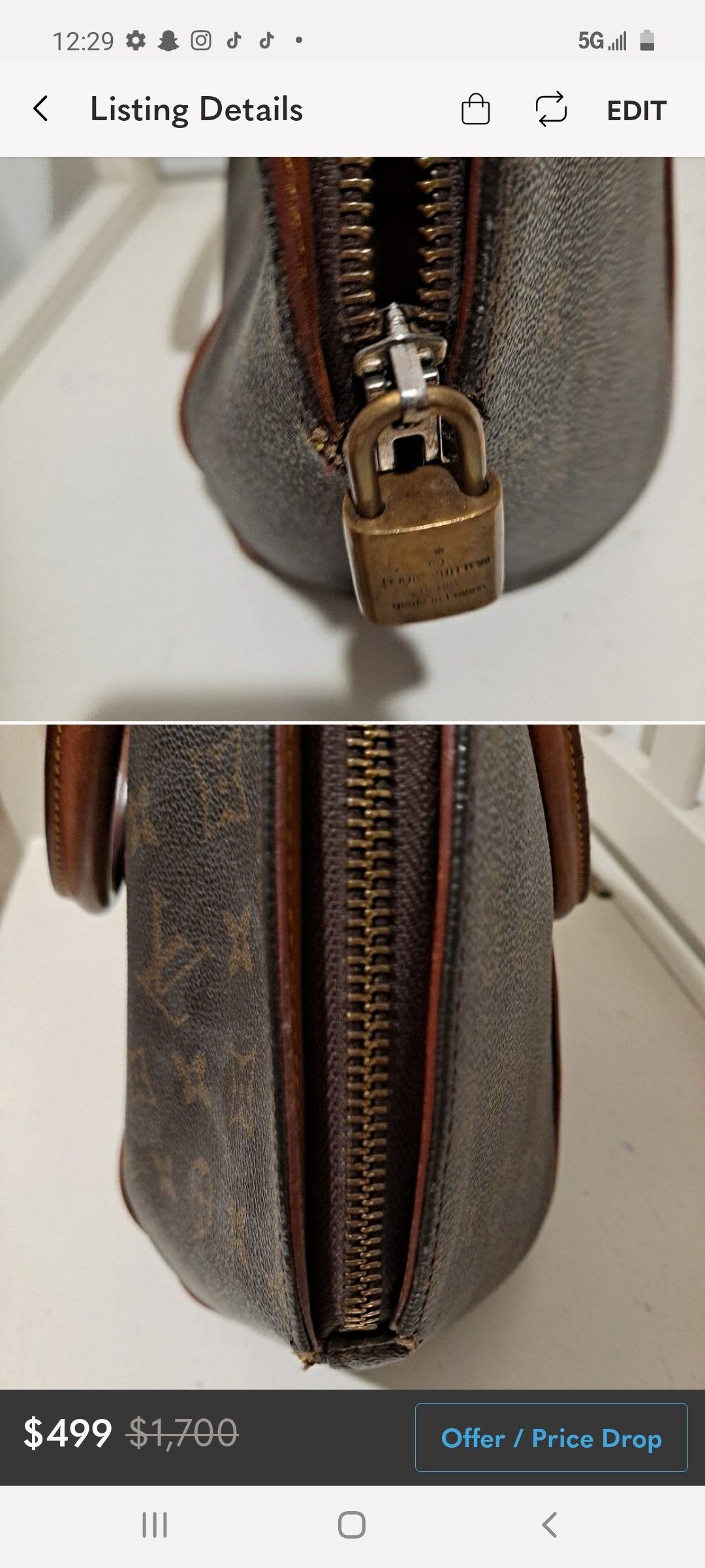 Louis Vuitton eclipse bowling style purse has lock missing key vintage bag