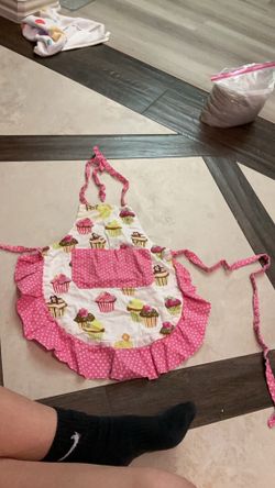 Pink and white cupcake apron