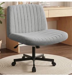 New 26" Wide Cross Legged Armless Office Chair with Adjustable Height (gray or white )
