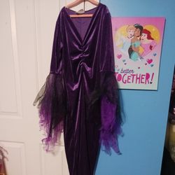Purple Halloween Costume Witch Vampire Bride Sexy Fantasy With Sparkly Ends Of Sleeves And Shimmer Throughout