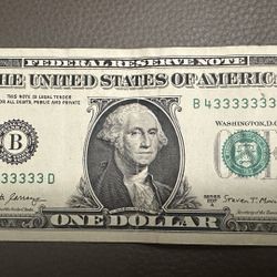 2017A $1 Bills w/ Fancy Serial Number 7-in-a-row