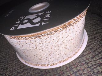 Place & Time NWT Gold & White Nostalgia Ribbon 1 1/2 IN X 10 YD
