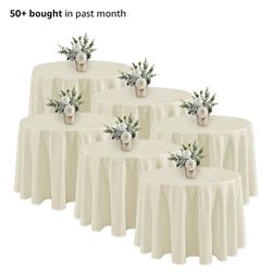 6 Pack Ivory 120” Round Tablecloths