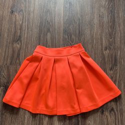 Coral Plaid Skirt 