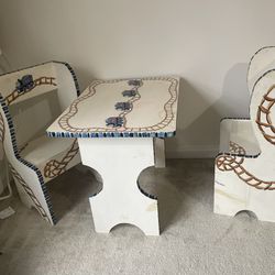 Custom Wood Thomas train table With Matching Chairs