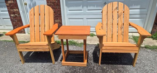 Adirondack chairs and table