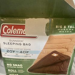 NEW Big & Tall Coleman Sleeping Bag Still In Box