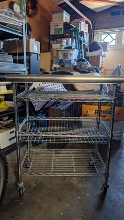 Stainless Steel Top NSF certified Rolling Kitchen Utility Worktable Cart (30 in. W x 20 in. D x 36 in. H)