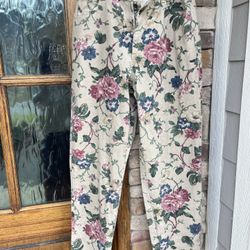 1980's Vivaldi Jeans Wear Womens Multicolor Floral High Rise Zip Fly Sz 14