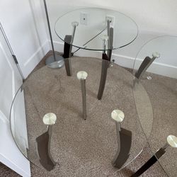 Glass Coffee Table With Side Side Tables And Lamp