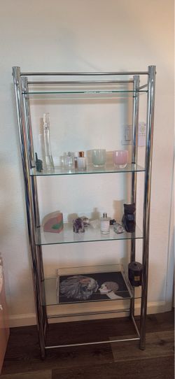 1970s chrome and glass shelves