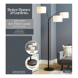 BETTER HOMES & GARDENS 3 Head Arc Modern Floor Lamp (Matte Black)