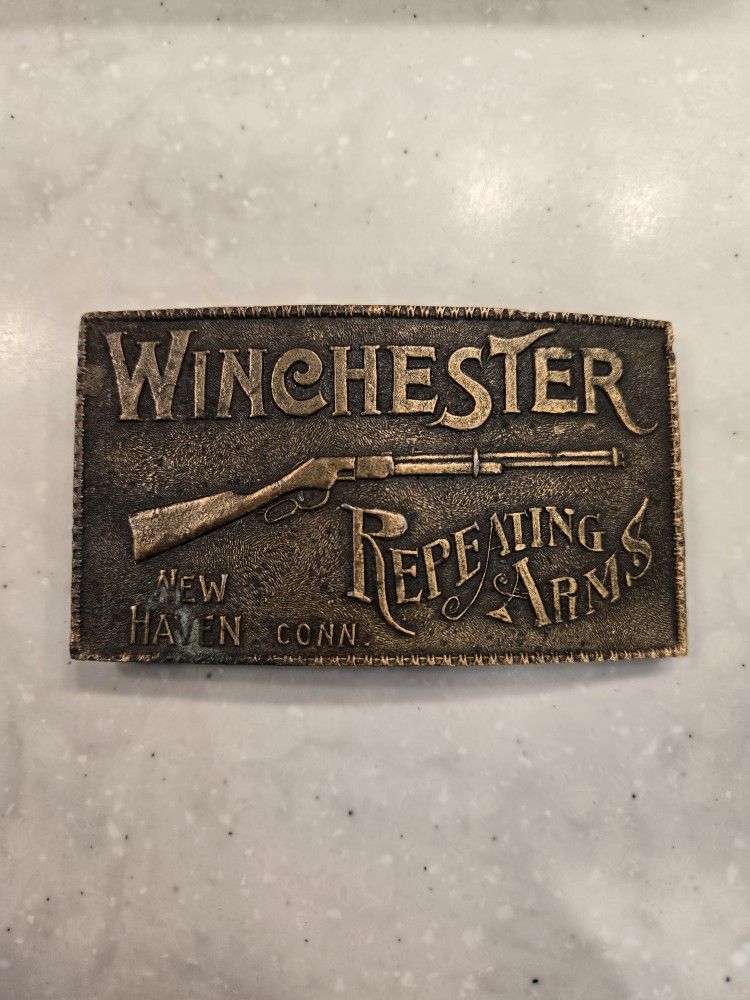 Vintage Winchester Repeating Arms Rifle Belt Buckle, New Haven't Conn.