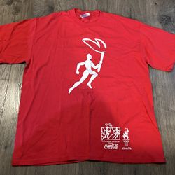 Vintage 1996 Olympic Torch Relay Coca-Cola Hanes T-Shirt Size L (42-44)
