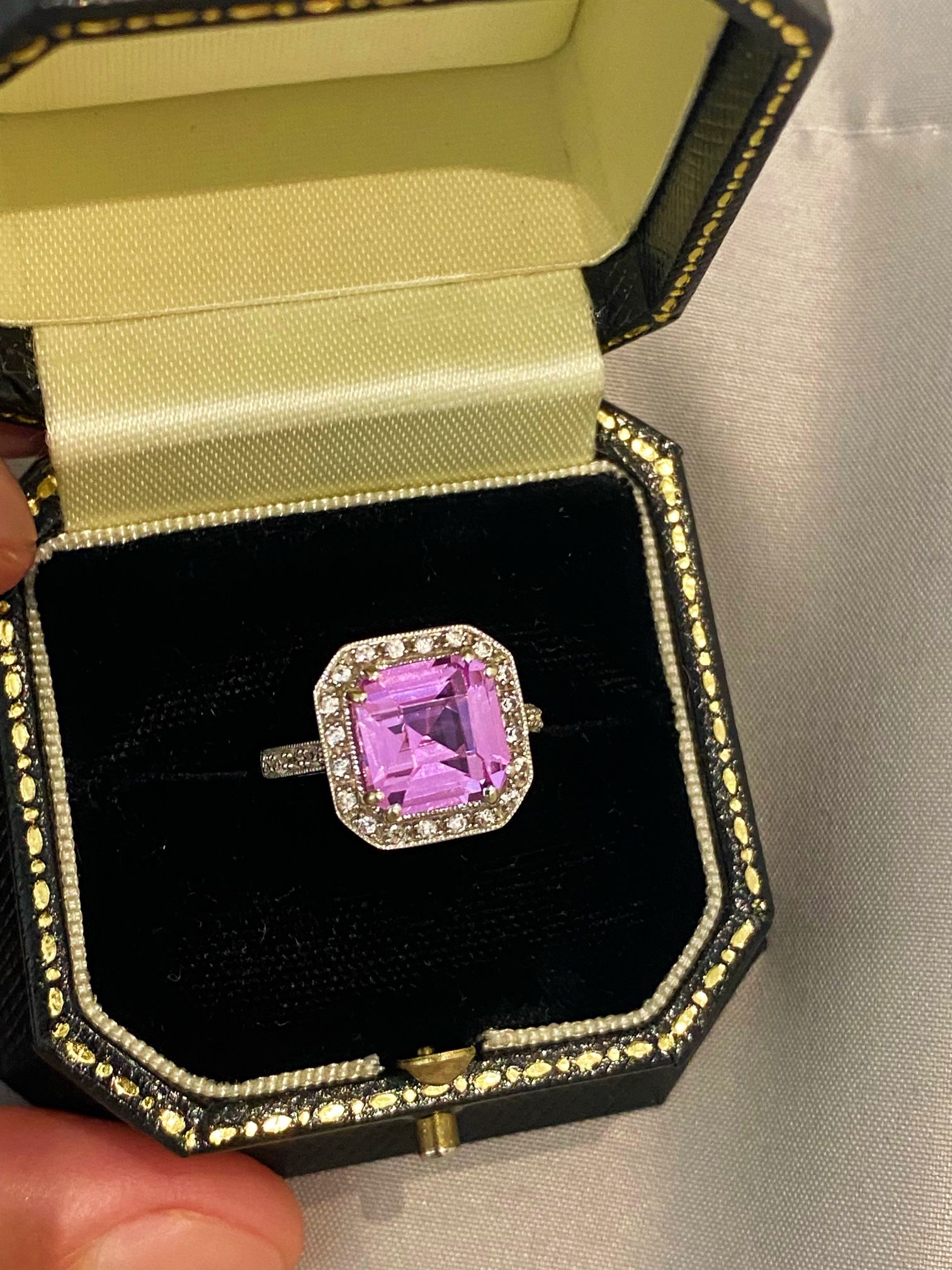 14K PINK SAPPHIRE DIAMOND RING 