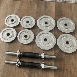 Chrome Complete Set Sports Authority Barbell, Weight Plates Rare 