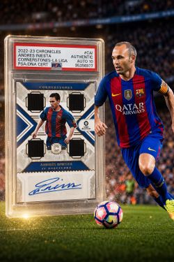 🔥 ANDRÉS INIESTA PSA/DNA AUTO 10 — RELIC /45 — FC BARCELONA — PIEZA DE COLECCIÓN MUNDIAL 🔥