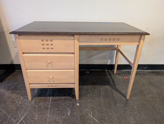 Natural Wood Desk with Dark Top