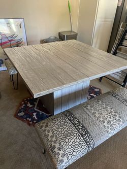 Dining room table and benches