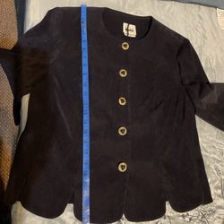 Leslie Fay Petites Size 14WP Black Suede Feel Dressy Blazer Jacket 