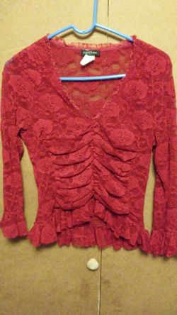 Key Celine Red Sheer Top Sz XL $10