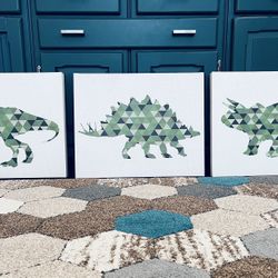 Geometric Dinosaur Wall Art (Set Of 3)