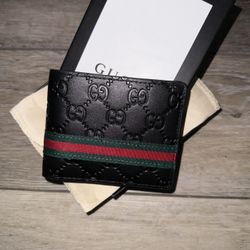 BLACK GG CANVAS LEATHER WALLET