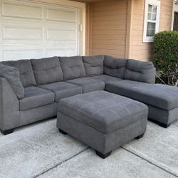 Comfy Ashley Furniture Sectional Couch/Sofa + Ottoman | FREE DELIVERY