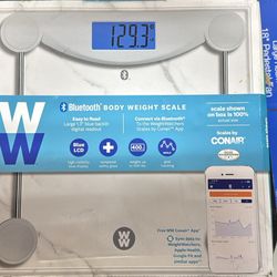 Weight Watchers Scales by Conair Scale for Body Weight, Digital Bathroom Scale in Clear Open Box QL