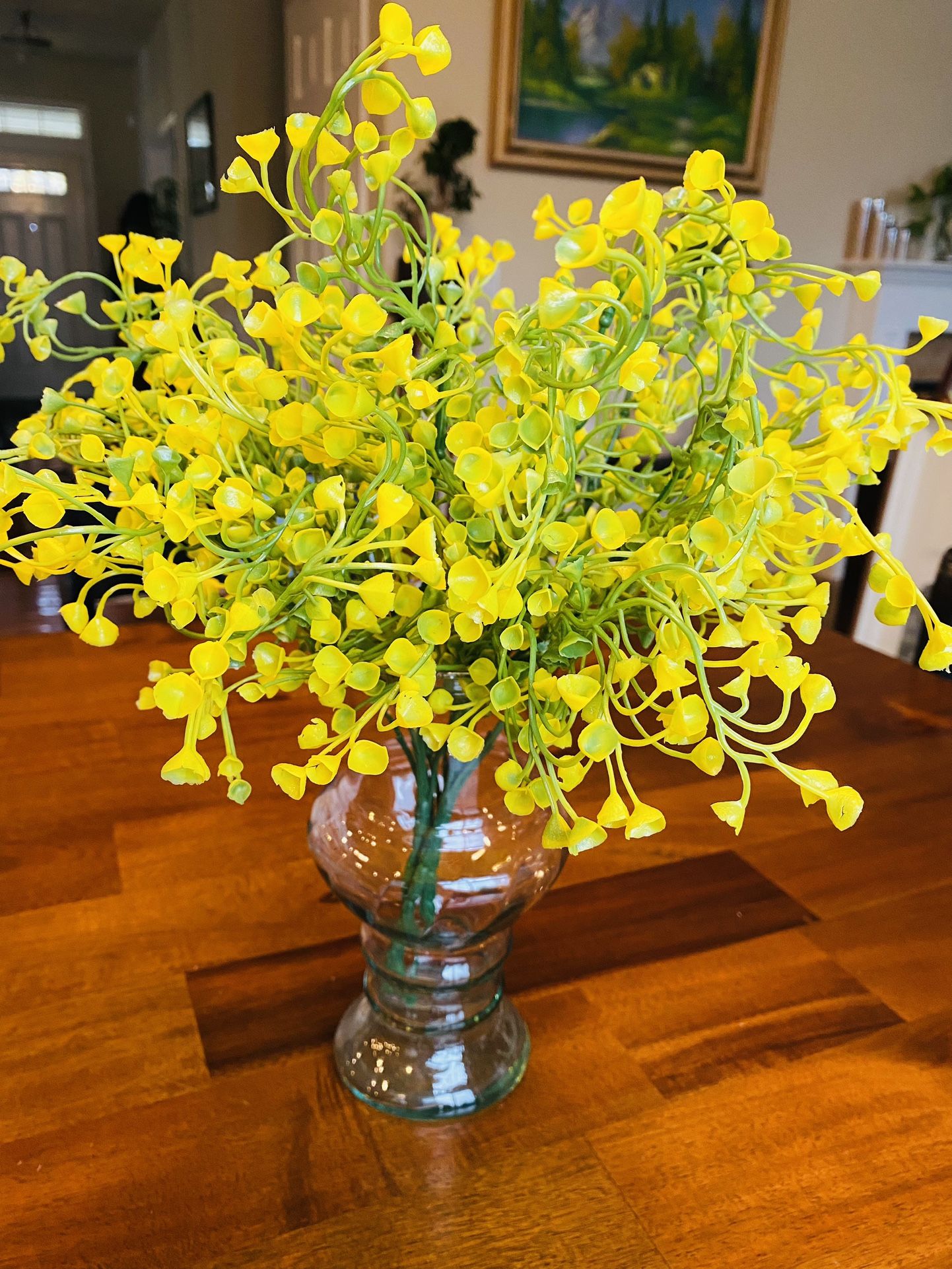 Artificial Fern Flowers In 9” Glass Vase - 14” Tall
