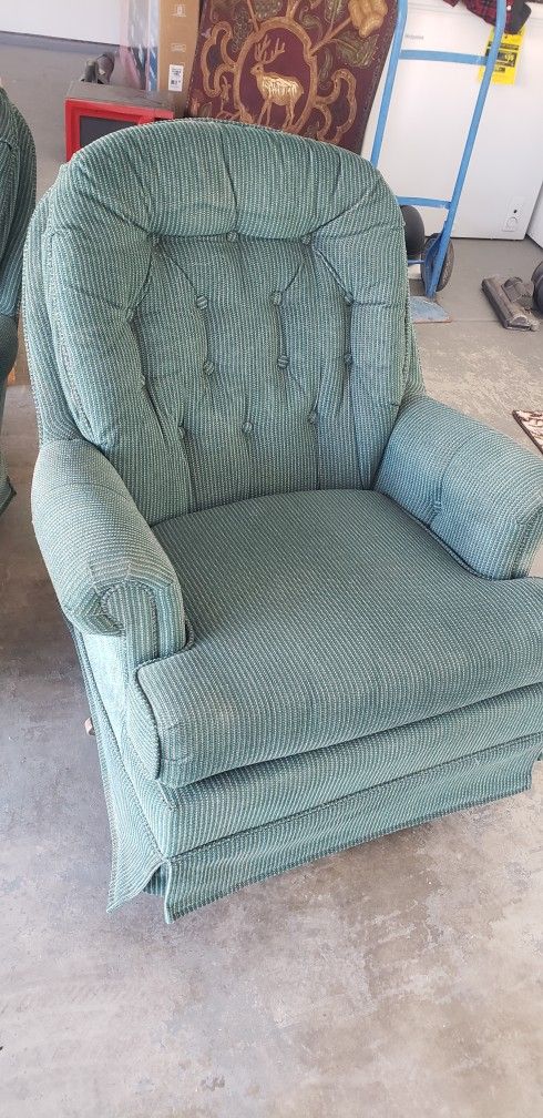2 green living room chairs rockers $60 for both