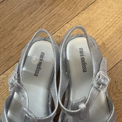 Mini Melissa Shimmering Silver Jelly Shoes Sandals Sz 1