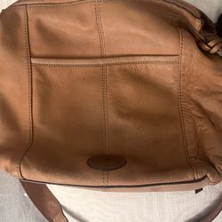 Fossil Leather Brown Messenger Crossbody Bag 