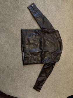 Men’s Brown Leather Jacket With Collar(Medium )