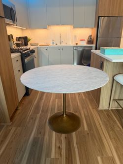 RH Aero Stone Carrara Marble Dining Table - 42"