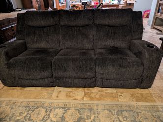 Navy blue power reclining sofa