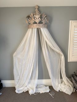 Crown Bed Canopy with Sheer Drapes