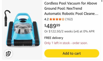 Cordless Pool Vacuum for Above Ground Pool: NexTrend Automatic Robotic Pool Cleaner Wall Floor Waterline Cleaning 180W Powerful Suction Last 150 Mins 