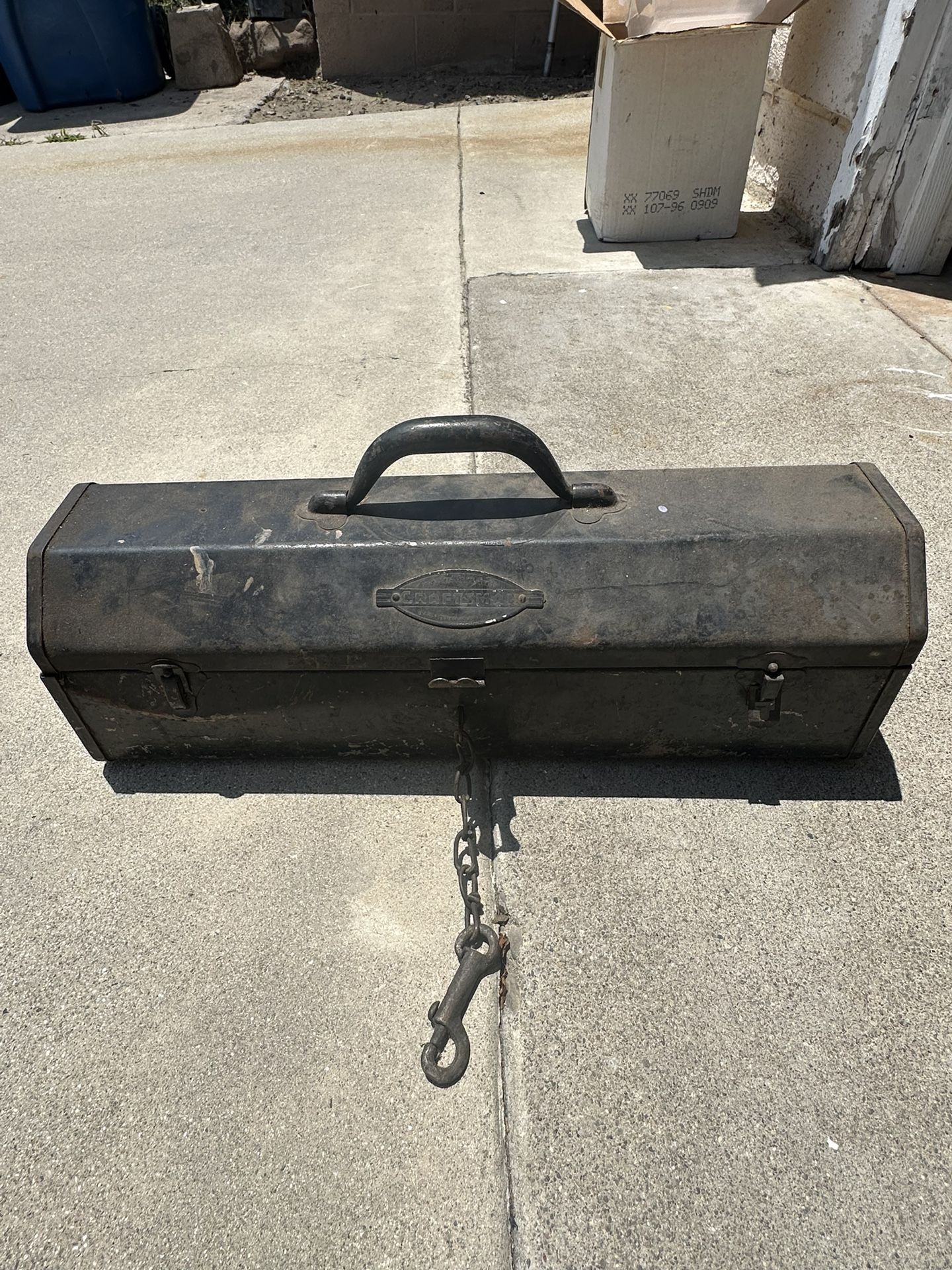 Vintage Craftsman Tombstone Hip Roof Tool Box Metal Handle Herit Logo/ Tray Blac