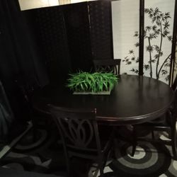 Black Real Wood Table With 4 Chairs