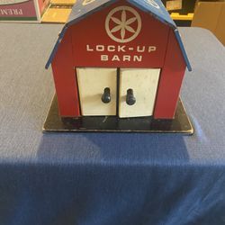Vintage 1960s toy play Skool wooden lock - up barn made with wooden chip board learning and play