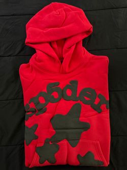 Spider Hoodie Red with Black Graphic Size M